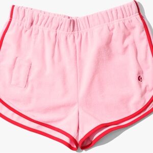 Glossier Women’s Pink Terry Running Shorts with Red Trim summer drop XL
